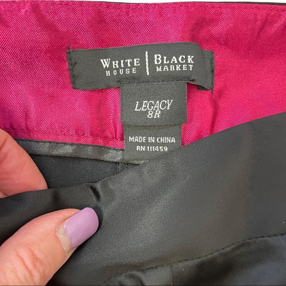 Black Satin "Legacy" Pants from WHBM, Straight Leg, Holiday Dress Pants Size 8R - Picture 4 of 6